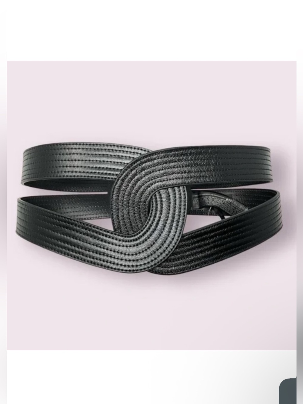 Zara Limited Edition 100% Genuine leather twist black wide belt Sz.80 (S)
